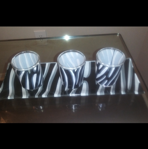 Other - 🦓 Zebra Print Candle 🕯️ Holder Set